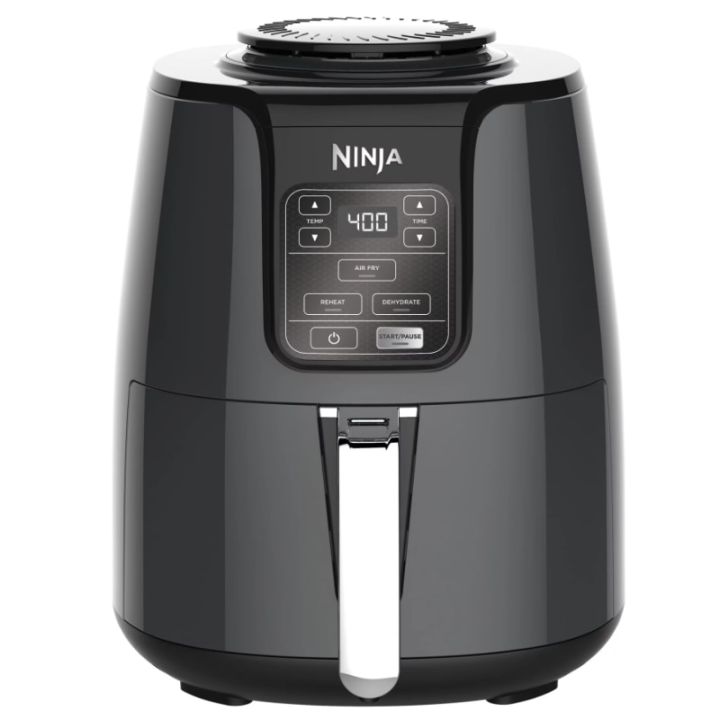 Ninja Air Fryer, 1550-Watt Programmable Base for Air Frying, Roasting,  Reheating & Dehydrating with 4-Quart Ceramic Coated Basket (AF101),  Black/Gray