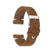 ﹍ New Fashion 18mm 20mm 22mm Man Women Bracelet Handmade Suede Leather Brown Wrist Watch Band Strap Belt Watchbands KZSD08