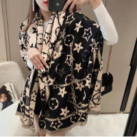 Womens 2023 L Letters Big Brand Stripe Elegant Korean Scarves Luxury Fashion Cashmere New Scarf Warm Jacquard New Thick Scarf Double-sided Two-colors Printed Versatile Soft Warm Shawl 1