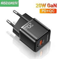 Hjghfhf Rocoren 20W เครื่องชาร์จ GaN PD3.0 QC ชาร์จเร็ว3.0 USB Type C ตัวชาร์จไฟสำหรับ iPhone 14 13