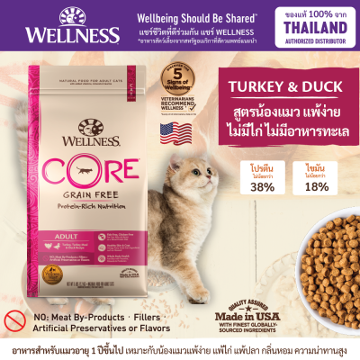 อาหารแมว WELLNESS CORE สูตร Turkey&amp;Duck สูตรน้องแมว แพ้ง่าย ไม่มีไก่ และอาหารทะเล ขนาด 5lb(2.2kg) และ 11lb(4.9kg)