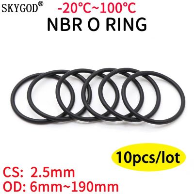 10pcs NBR O Ring Seal Gasket Thickness CS 2.4mm OD 6~190mm Nitrile Butadiene Rubber Spacer Oil Resistance Washer Round Shape Gas Stove Parts Accessori