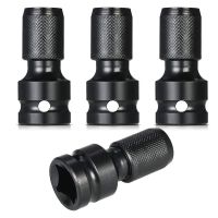 4 Pcs Impact Adaptor 1/2 Square Drive to 1/4 Hex Shank Socket Adapter Quick Release Chuck Converter for Ratchet Wrench