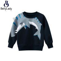 Boys Fleece Lined Sweatshirt Cute Cartoon Animal Printing Round Neck Long Sleeves Sweater【fast】