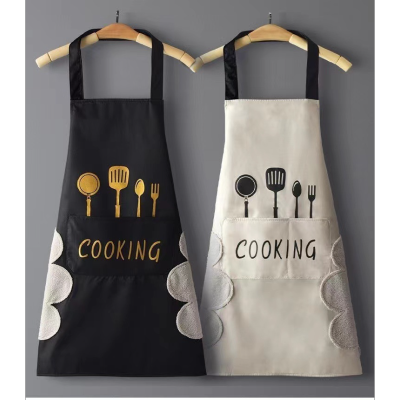 Cute Apron Waterproof Can Wipe Hands Kitchen Work Clothes Home Cooking Cleaning Men and Women Universal Sleeveless Apron Kitchen Aprons