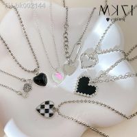 ✿ 17KM Fashion Heart Necklace Silver Color Opal Crystal Pendant Necklaces for Women Girls Moonstone Shiny Chain New Trend Jewelry