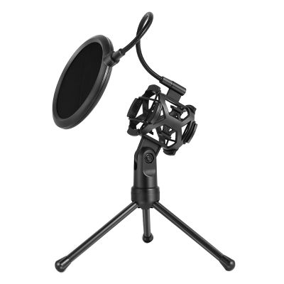 Microphone Pop Filter Holder Stick Desktop Tripod Stand Anti-Spray Net Kit PS-2 ABS + Metal