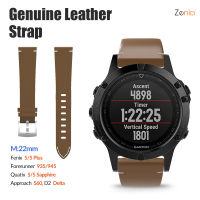 Zeniaความกว้าง22มม.ของแท้หนังสายนาฬิกาสำหรับผู้เบิกทางGarmin 945/935 Approach S60 Fenix 5/5 Plus Quatix5/quatix 5 Sapphire นาฬิกาสมาร์ท