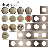 Wallpad L6 DIY สวิตช์1 2 3 4แก๊งกลางไฟขั้นบันได DP 2P รวมกันฟรีกรอบแผงขวดสเปรย์อะลูมิเนียมสีน้ำตาล