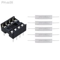 5 Pcs 10W Watt 100 Ohm 5 Axial Wirewound Cement Resistors 10 Pcs 8 Pin DIP IC Sockets Adaptor Solder Type Socket