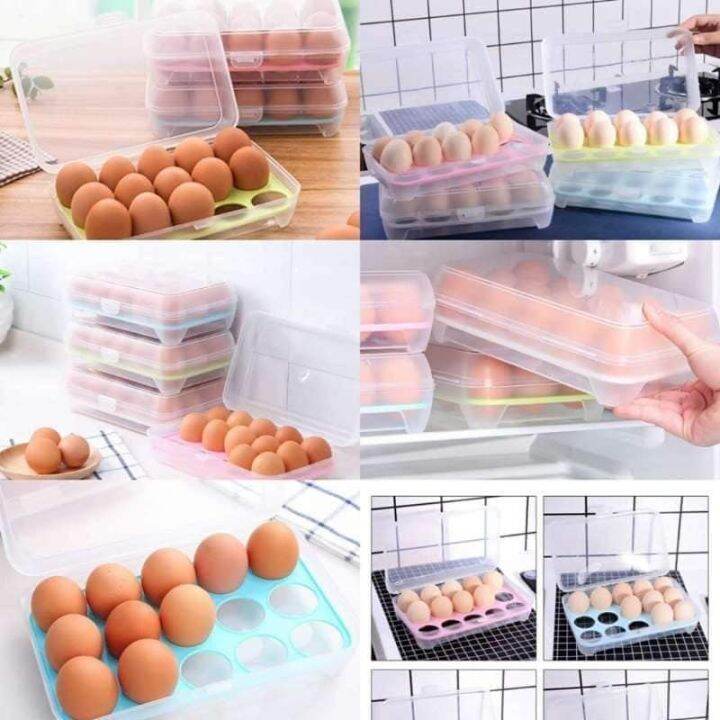 Plastic Refrigerator Egg Storage Box Case 15 Eggs Holder Food storage