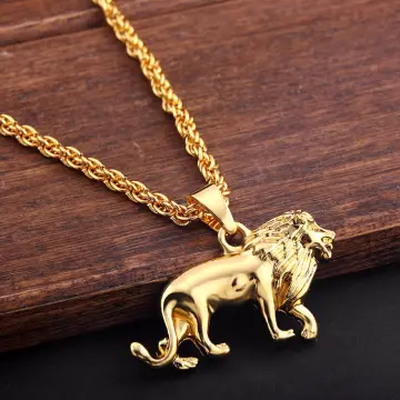 Real gold chain deals with lion pendant