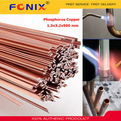 FONIX 10/20/50PC 1.3X3.2X500มม. ทองเหลืองเชื่อม Rod ฟอสฟอรัสทองแดง Electrode เชื่อม Rod ทองเหลืองลวดเชื่อม Bronze Electrode Soldering Rod ไม่จำเป็นต้องประสานผง