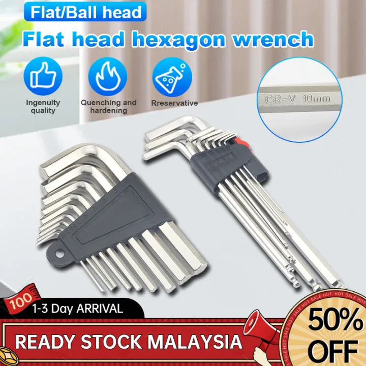 9 pcs Allen Key Wrench Set Ball Point Flat Head Hex Torx Star Extra