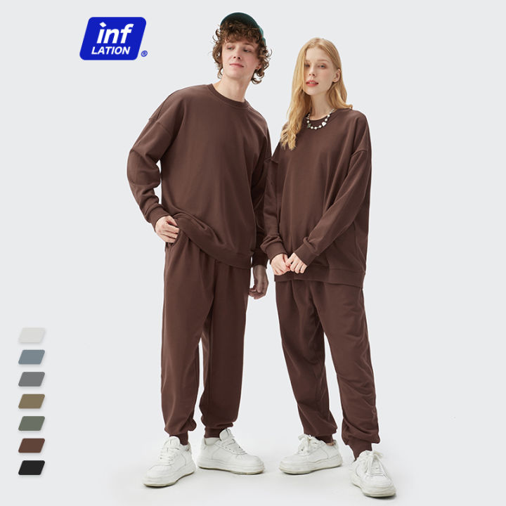 inflasi-pasangan-ชุดวอร์ม-pemadanan-สำหรับผู้ชายชุดวิ่งออกกำลังกายสีเทาเสื้อสเวตเตอร์ไม่มี2023สำหรับฤดูใบไม้ผลิ-besar-unisex