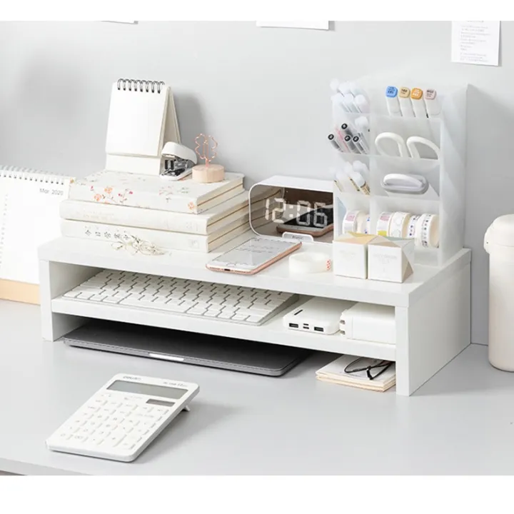 Korean Ins Computer Rack Keyboard Wooden Organizer monitor riser