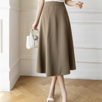 Womens Skirt 2022 Spring Women High Waist Solid Vintage Girls Waist Down Skirt Knee-length A-line Fashion Thin Skirt for Women