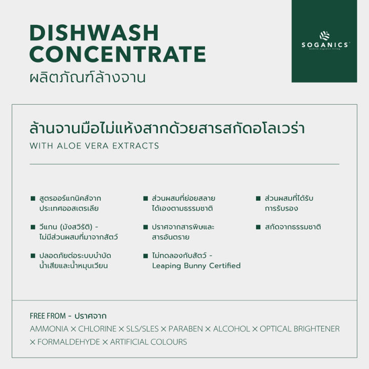 soganics-dishwash-concentrate-refill-น้ำยาล้างจาน-โซแกนิคส์-พร้อมสารสกัดจากอโลเวร่า-รีฟิล-ถุงเติม