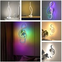 Modern LED Musical Note Wall Lamp Bedside Spiral Night Light Modern Hallways Bedroom Living Room Restaurant Decoration Lighting