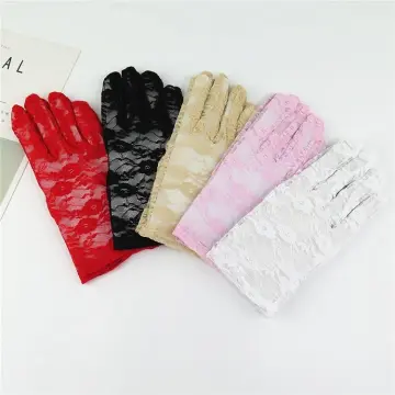 Elastic Women's Mesh Gloves with Colored Flash Diamonds Bungee