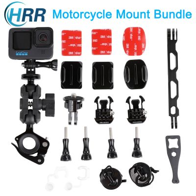 Motorcycle/Bike Handlebar Helmet Mount Bundle for GoPro 11/10/9/8/7/6/5 Blcak MAX Camera, DJI Action 3 2 Extension Arm Accessory
