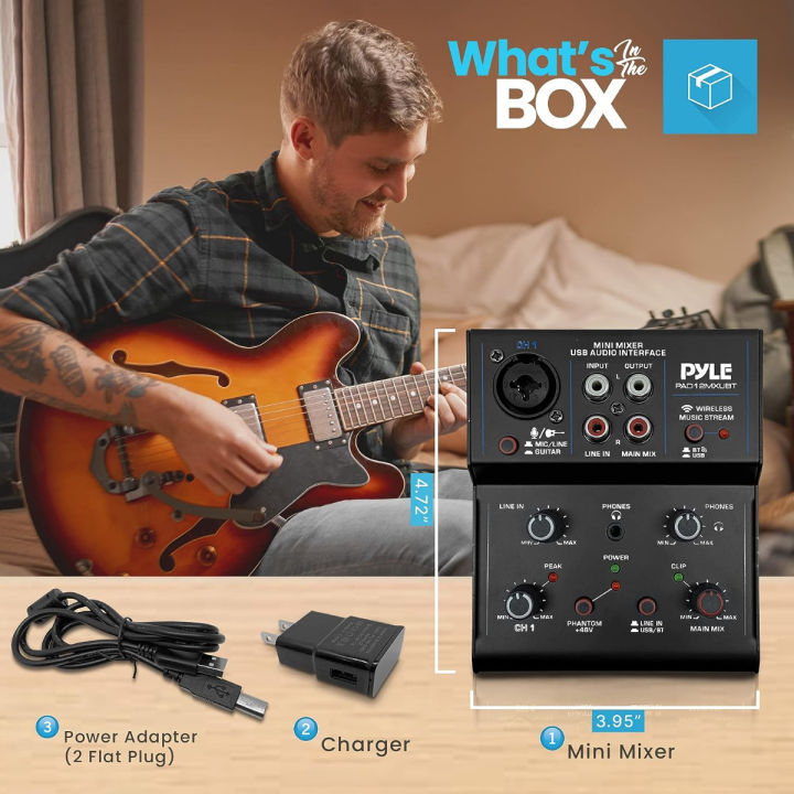 pyle-professional-wireless-dj-audio-mixer-2-channel-bluetooth-dj-controller-sound-mixer-w-usb-audio-interface-rca-in-combo-jack-xlr-6-35mm-microphone-line-guitar-in-headphone-jack-pad12mxubt