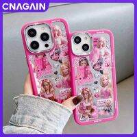 CNAGAIN เคสป้องกันการกระแทกที่สร้างสรรค์น่ารักสีชมพูบาร์บี้ใหม่สำหรับ iPhone 14 13 12 Pro Max ซิลิโคนนิ่มป้องกันเคสลายการ์ตูนกันกระแทกสำหรับเด็กผู้หญิงและผู้หญิง