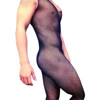 【hot】◕  Male Sleeveless Stocking Mens Crotch Jumpsuit Fishnet Bodysuit Adult