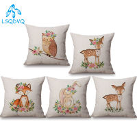 Cute Cartoon Animals Fox Bear Owl Deer Baby Girl Room Decoration Throw Pillow Case Polyester Cute Cushion Cover for Boys