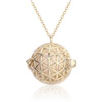 Hollow Of Round Perfume Bottle Diffuser Pendant Necklace Pingente Gold Color Jewelry