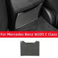 สำหรับ Benz C Class W205 2015-2020คาร์บอนไฟเบอร์รถที่นั่งด้านหลังช่องเก็บแผงสติกเกอร์รถอุปกรณ์เสริม