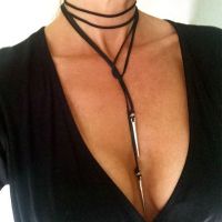 Khaki Charm Velvet Choker Necklace Gothic Cheap Long Necklace Jewelry Silver Plated Rivet Pendants Ladies Neckless 92073