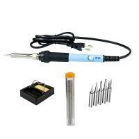 【CW】 Adjustable soldering iron set 110v 220v electric 60W kit with solder tin wire tips desoldering pump multimeter