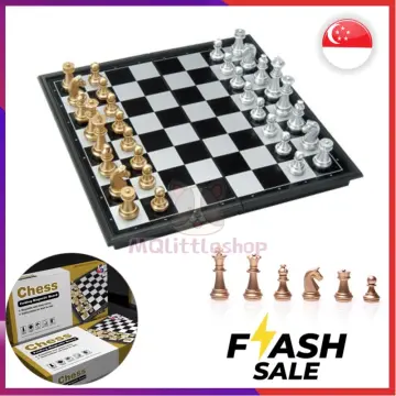  Classic Game Collection Metal Chess Set with Deluxe Wood Board  and Storage - 2.5 King, Gold/Silver/Brown (985) : Toys & Games