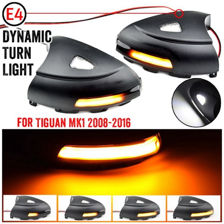 2PCS Side Mirror Lights Dynamic Indicators Turn Signals Puddle Lights Car Replacement Parts Accessories For Volkswagen Touareg Tiguan MK1 2008-2016