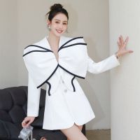 ชุดเดรสปิดเอวชุดเดรสสไตล์เกาหลีเสื้อแขนยาวสีขาวสไตล์ฝรั่งเศสสำหรับผู้หญิง,2023ฤดูใบไม้ร่วงและฤดูหนาวอารมณ์บาง
