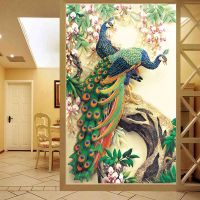 QIANZEHUI,DIY 5D Embroidery,Round Diamond Peacock magnolia Full embroider Diamond painting cross stitch,needlework