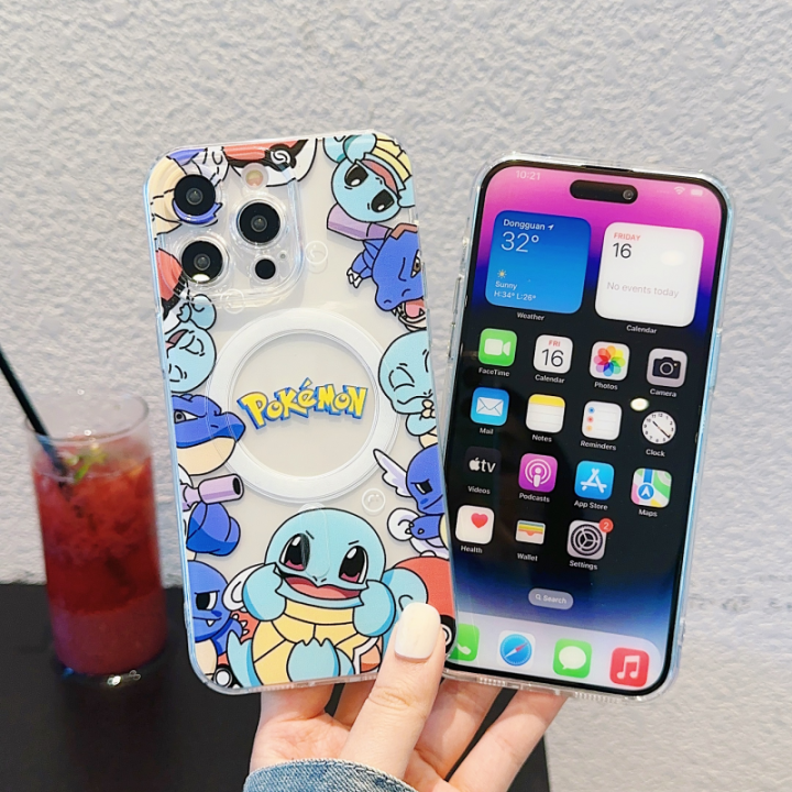 เคสแม่เหล็กหรูหราพิมพ์ลาย-pikachu-iphone-11-12-pro-max-13-pro-max-7-8-plus-x-xs-xr-เคสโทรศัพท์อนิเมะสำหรับ-iphone