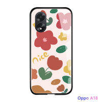 เคสใส่โทรศัพท์สำหรับ A38 A18 OPPO หรูหราดอกไม้สวยหรูลายกลีบดอกมันวาวกระจกเทมเปอร์ปลอกเคสประกบหลังแบบแข็ง