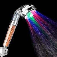 Bathroom Led Shower Head High Pressure Bio-active Stones Filter Water Softener Handheld Showerhead Color Changes Led Showers