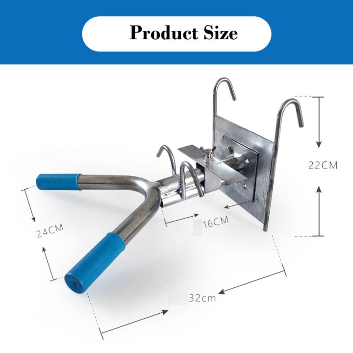 ครื่องมือแร็คตอนสุกร-ชุดตอนลูกหมูแบบแขวน-ชุดอุปกรณ์ตัดอัณฑะสแตนเลสสำหรับสุกรชั้นวางอัณฑะอัณฑะเครื่องมืออุปกรณ์เลี้ยงสุกร-double-hook-suspension-pig-castration-frame