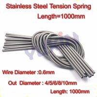 2PCS 0.6x4/5/6/8/10x1000mm Stainless Steel Tension Spring Extension Spring Wire Diameter0.6 Out Diameter4 5 6 8 10 Length 1000mm