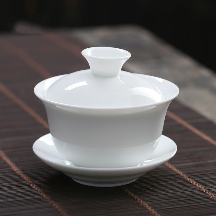 gaiwan-ถ้วยถ้วยจีนจานเครื่องเคลือบสีขาวมีฝาปิดจานรองถ้วยเซรามิกขนส่งเร็วชา-tiguanyin-ขนาด120มล