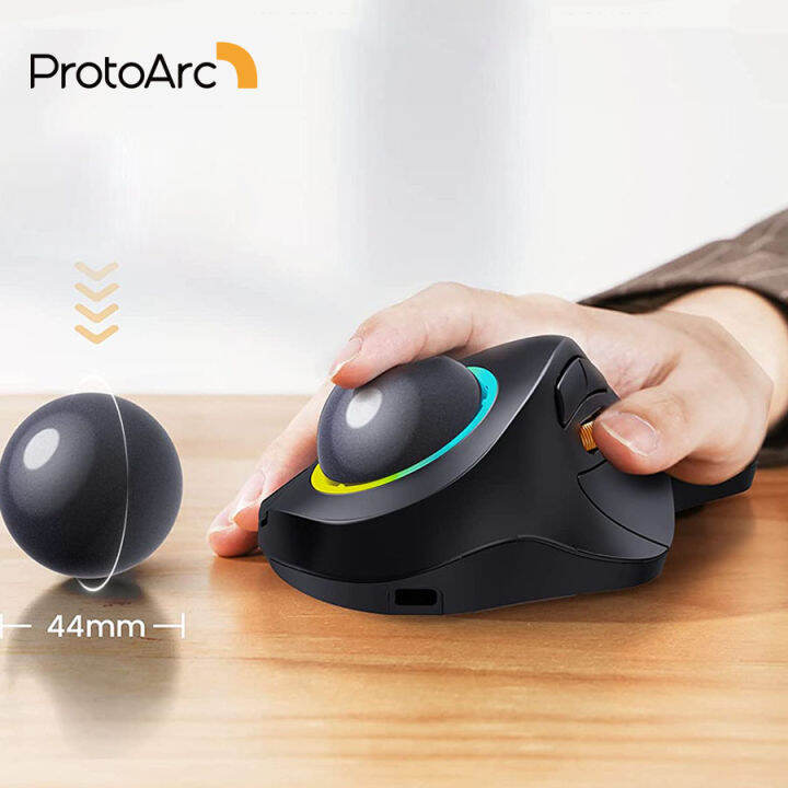 protoarc-em03ไร้สายบลูทูธ-t-rackball-เมาส์แบบชาร์จเหมาะกับการทำงาน-rgb-backlit-rollerball-หนูสำหรับ-windows-mac