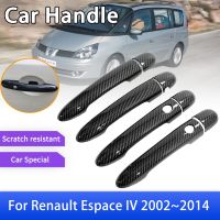 ฝาครอบที่จับประตูด้านนอกคาร์บอนไฟเบอร์สำหรับ Renault Espace 4 IV MK4 2002 ~ 2014ฟิล์มป้องกันรถตกแต่งสติกเกอร์ตกแต่ง