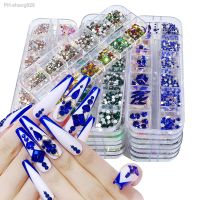 3D Nail Art Rhinestones Multi Color Nail Decorations Gold Red Green Blue AB Mixed Size Crystal Gems DIY Nail Art Rhinestone