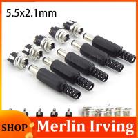 Merlin Irving Shop 12V 5.5*2.1mm DC Male Plugs DC022 DC 099 Power Socket Female Jack Screw Nut Panel Mount Connector DIY