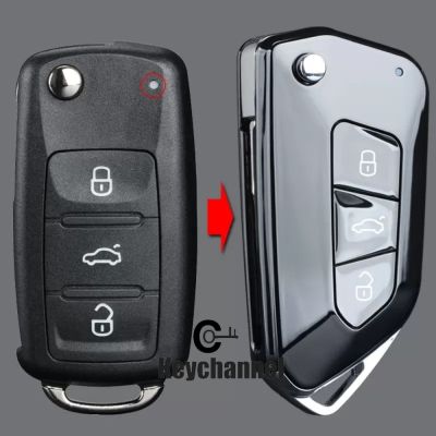 เคสโทรศัพท์มือถือ3รีโมทกุญแจรถยนต์แบบพับเคสกุญแจพับกอล์ฟ8สไตล์สำหรับกอล์ฟ Tiguan เสื้อโปโล Jetta ที่นั่งสโกด้า5K0837202 202AD