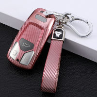 【cw】 Suitable for Audi A4L Car Key Cover 2019 - TT Key Q7 Q5L Carbon Fiber Pattern Key Shell ！