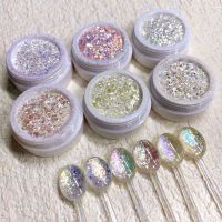 6 สี Star Diamond Cloud Brocade Powder 3D Ice Crystal Chameleon Opal Powder Ultra-Thin Iridescent Aurora Nail Opal Flakes -1-UHG MALL